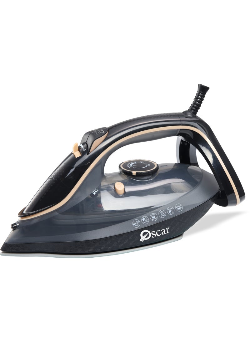 Oscar 2400W Steam Iron | 350ml Large Water Tank | Premium Ceramic Soleplate for Smooth Glide | Adjustable Temperature Control for All Fabrics | Continuous & Burst Steam with Spray & Dry Ironing | Self‑Cleaning System | OSI801 - 2 Year Warranty